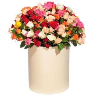 Mixed roses in a hatbox | Flower Delivery Vyborg