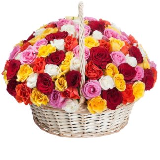 51 colorful roses in the basket | Flower Delivery Vyborg